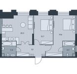 Планировка 3-комнатной квартиры, 71,2 м2