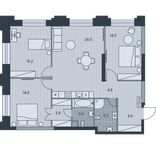 Планировка 4-комнатной квартиры, 92,5 м2