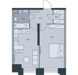 Планировка 2-комнатной квартиры, 45,1 м2