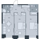 Планировка 3-комнатной квартиры, 61,2 м2