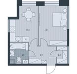 Планировка 1-комнатной квартиры, 38,3 м2