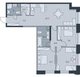 Планировка 4-комнатной квартиры, 88,1 м2