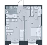 Планировка 1-комнатной квартиры, 39,5 м2