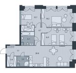 Планировка 4-комнатной квартиры, 102,2 м2
