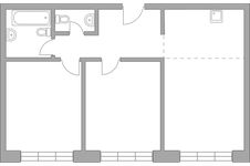 Планировка 3-комнатной квартиры, 70,38 м2