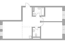 Планировка 3-комнатной квартиры, 71,65 м2