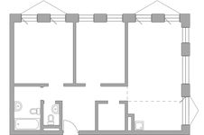 Планировка 3-комнатной квартиры, 77,35 м2
