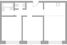 Планировка 3-комнатной квартиры, 70,38 м2