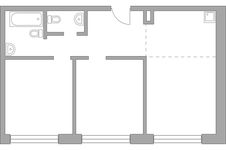 Планировка 3-комнатной квартиры, 63,92 м2