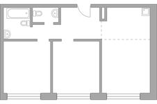 Планировка 3-комнатной квартиры, 63,79 м2