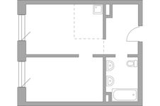 Планировка 2-комнатной квартиры, 41,28 м2