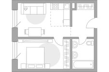 Планировка 2-комнатной квартиры, 41,57 м2