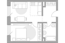Планировка 2-комнатной квартиры, 41,3 м2