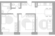 Планировка 3-комнатной квартиры, 63,79 м2
