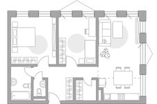 Планировка 3-комнатной квартиры, 75,2 м2