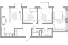 Планировка 3-комнатной квартиры, 85,42 м2