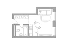 Планировка квартиры студии, 30,54 м2