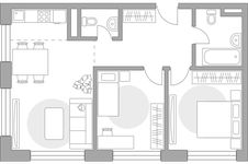 Планировка 3-комнатной квартиры, 61,22 м2