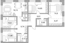Планировка 5-комнатной квартиры, 112,21 м2