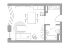 Планировка квартиры студии, 32,83 м2