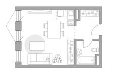 Планировка квартиры студии, 35,99 м2