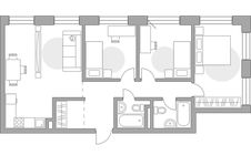 Планировка 3-комнатной квартиры, 81,92 м2