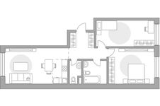 Планировка 3-комнатной квартиры, 74,15 м2