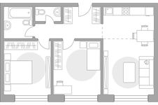 Планировка 3-комнатной квартиры, 65,59 м2