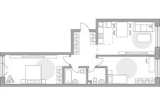 Планировка 3-комнатной квартиры, 76,53 м2