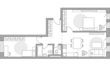 Планировка 3-комнатной квартиры, 74,06 м2