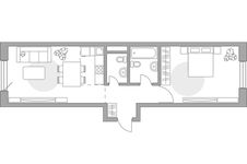 Планировка 2-комнатной квартиры, 55,98 м2