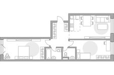Планировка 3-комнатной квартиры, 76,29 м2