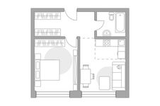 Планировка 2-комнатной квартиры, 43,17 м2