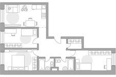 Планировка 3-комнатной квартиры, 86,1 м2