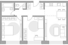 Планировка 3-комнатной квартиры, 70,38 м2