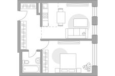 Планировка 2-комнатной квартиры, 47,65 м2