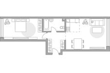 Планировка 2-комнатной квартиры, 59,6 м2