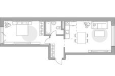Планировка 2-комнатной квартиры, 59,84 м2