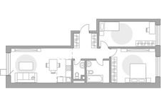 Планировка 3-комнатной квартиры, 74,59 м2