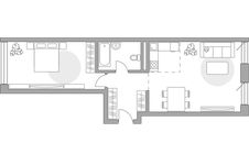 Планировка 2-комнатной квартиры, 59,07 м2