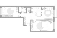 Планировка 3-комнатной квартиры, 77,59 м2