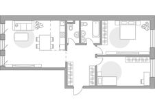 Планировка 3-комнатной квартиры, 88,7 м2