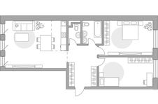 Планировка 3-комнатной квартиры, 88,36 м2