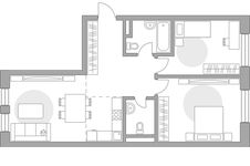 Планировка 3-комнатной квартиры, 71,65 м2