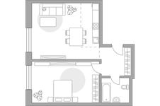 Планировка 2-комнатной квартиры, 61,51 м2