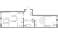 Планировка 2-комнатной квартиры, 60,08 м2