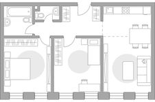 Планировка 3-комнатной квартиры, 70,23 м2