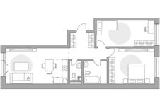 Планировка 3-комнатной квартиры, 73,85 м2