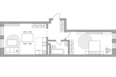 Планировка 2-комнатной квартиры, 59,73 м2