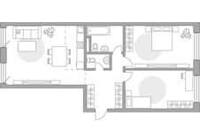 Планировка 3-комнатной квартиры, 84,74 м2